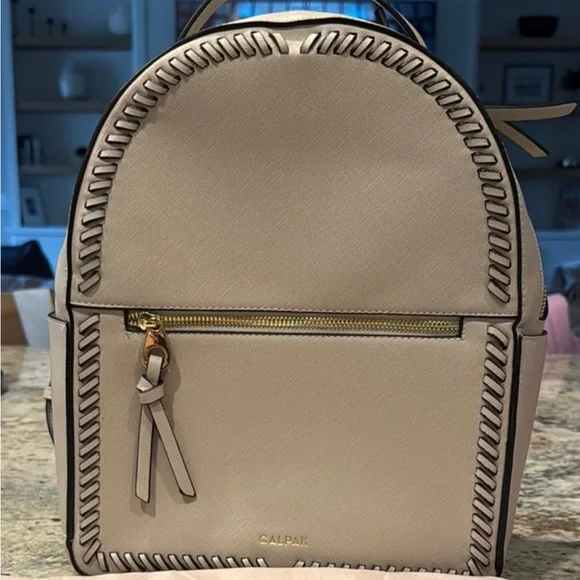 Calpak Bags Calpak Beige Backpack With Gold Accents Poshmark